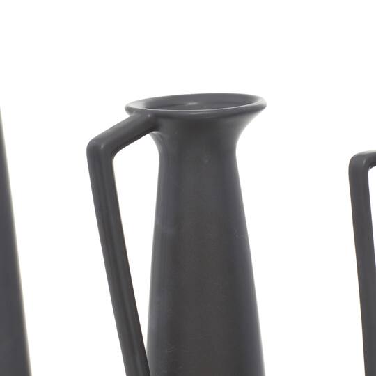 CosmoLiving by Cosmopolitan Set of 3 Dark Gray Ceramic Modern Vase, 12", 13", 11"